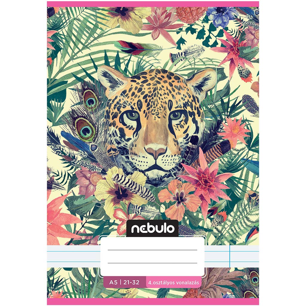 imagen de Nebulo: Cuaderno de líneas con estampado de leopardo para 4.º grado 21-32 A/5 1