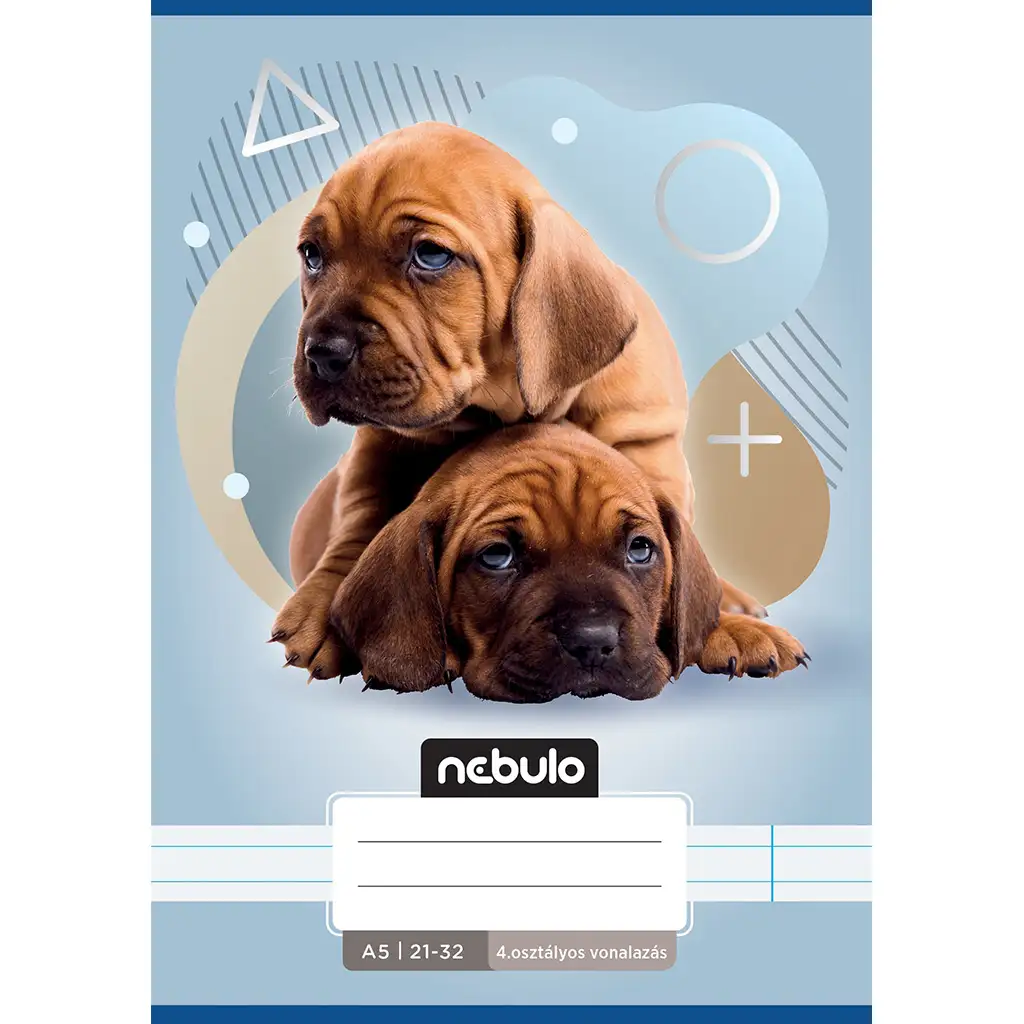 imagen de Nebulo: Cuaderno de líneas de 4º grado con estampado de dos perros A/5 21-32 1