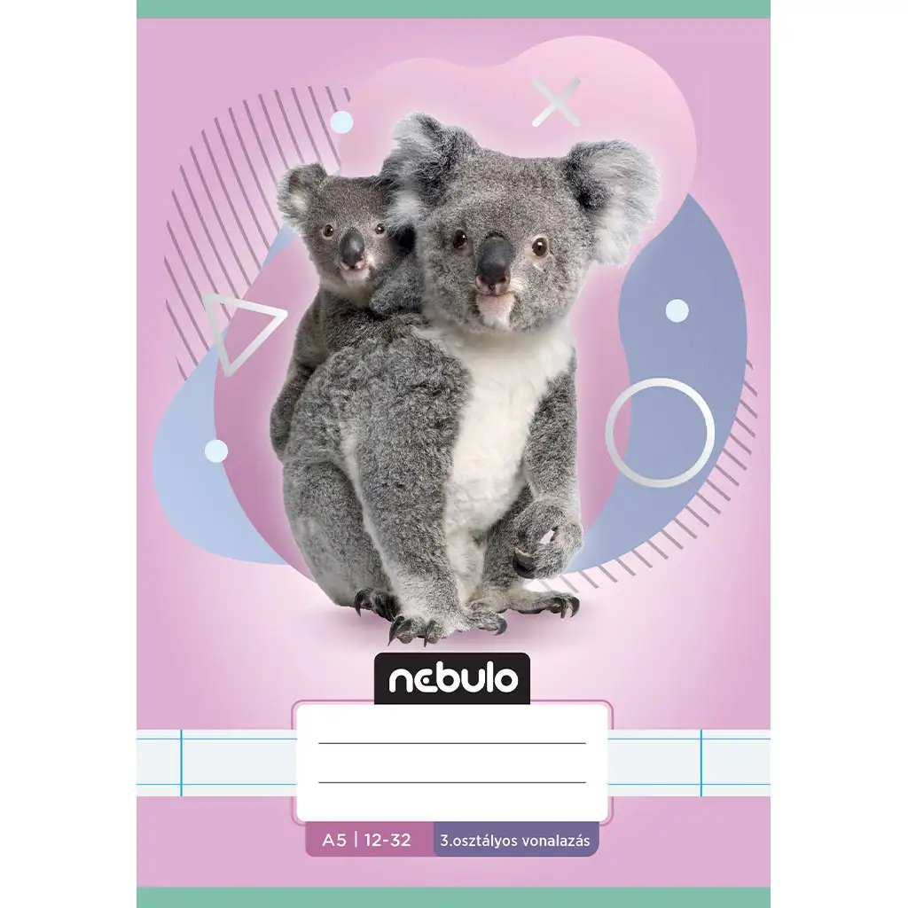 imagen de Nebulo: Cuaderno de líneas encolado de 3er grado A5 12-32 Animales - Con koala 1