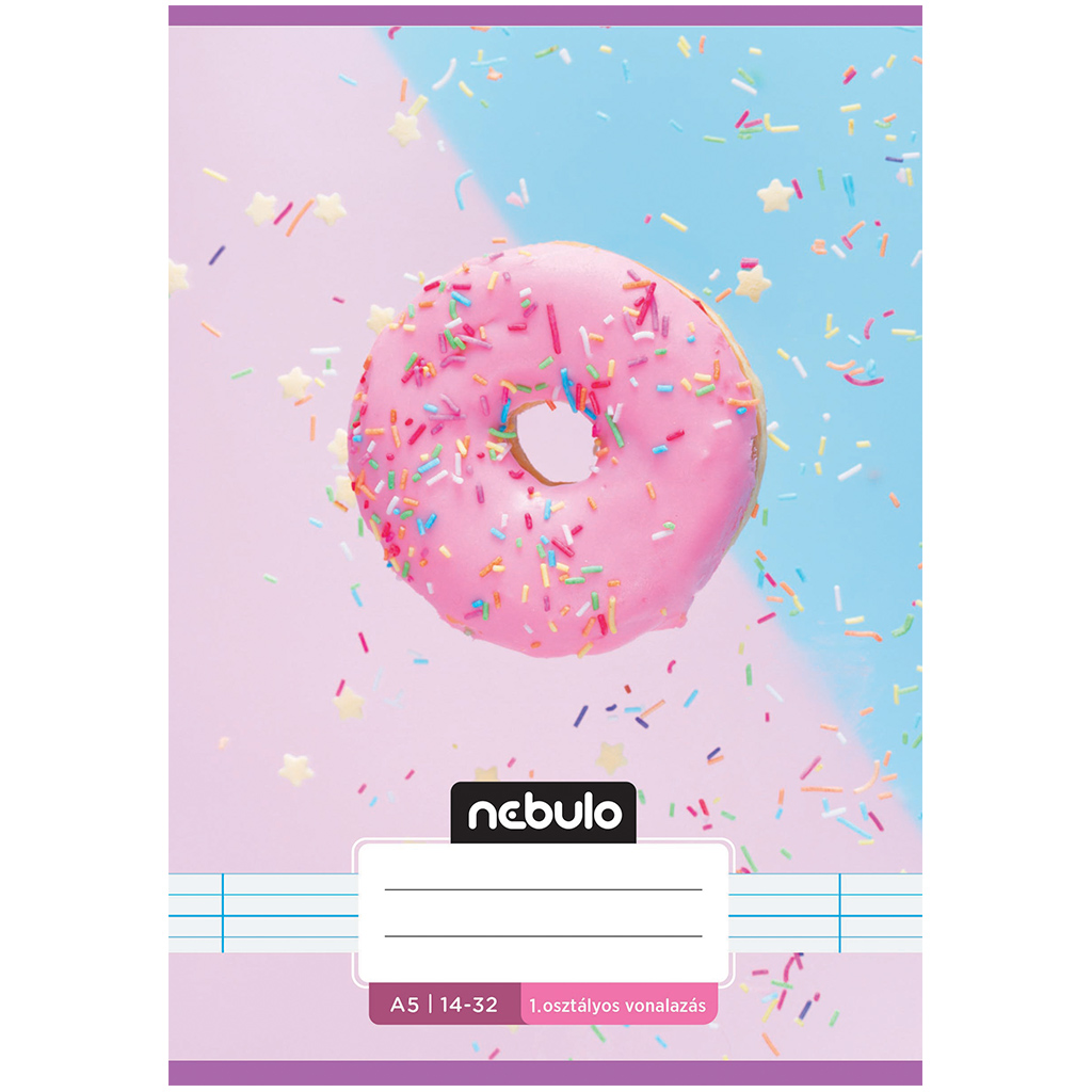 imagen de Nebulo: Cuaderno de rayas con diseño de donuts para primer grado 14-32 A/5 1