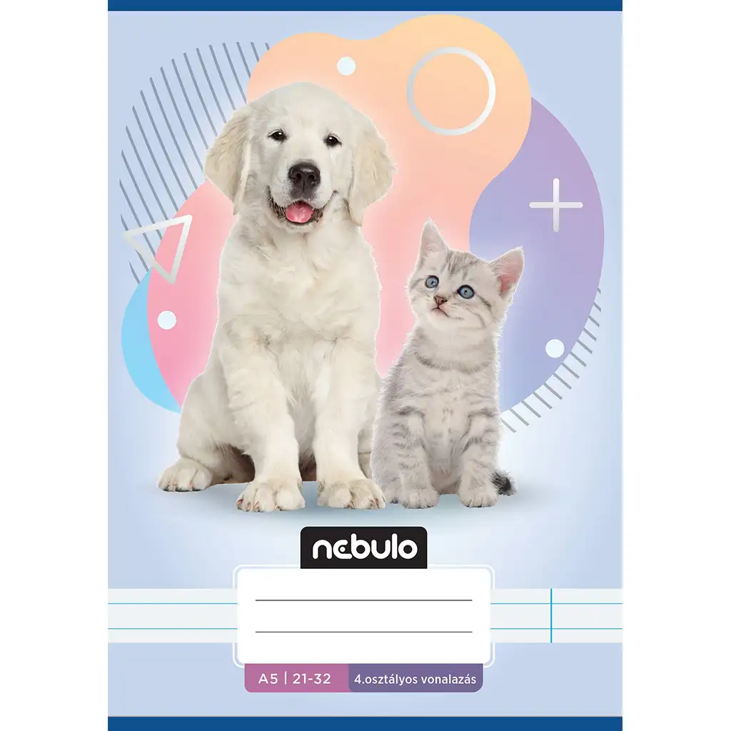 imagen de Nebulo: Cuaderno de rayas con estampado de perro y gato de 4º grado A/5 21-32 1