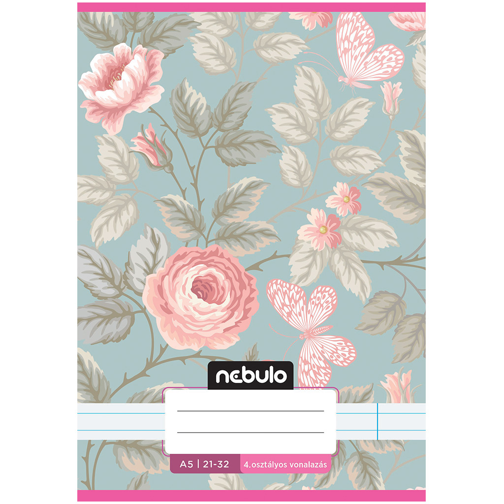 imagen de Nebulo: Cuaderno de rayas con estampado de rosas para 4º grado 21-32 A/5 1