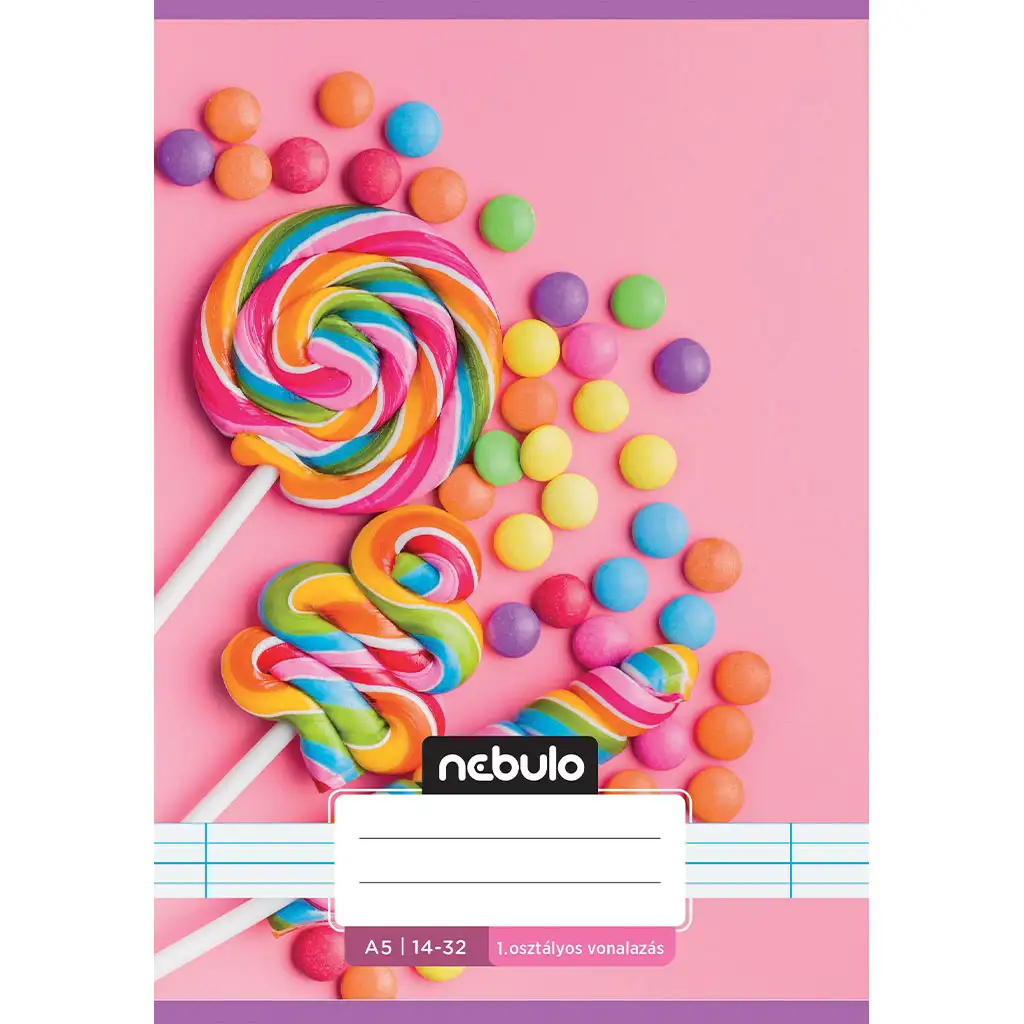 imagen de Nebulo: Cuaderno de rayas encolado de 1er grado A5 14-32 con diseño de caramelos 1