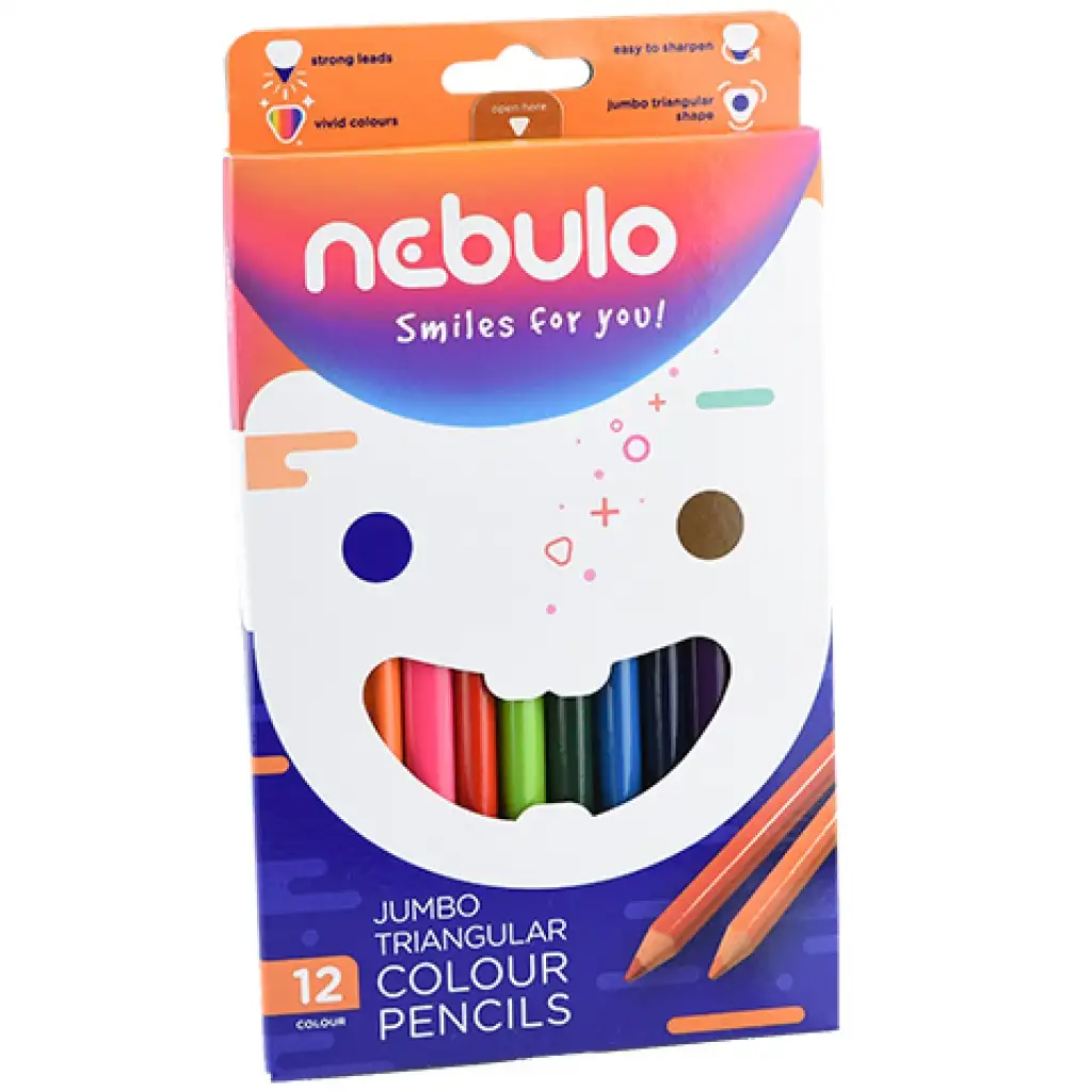 imagen de Nebulo: Juego de lápices de colores jumbo en forma de triángulo de 12 unidades 1