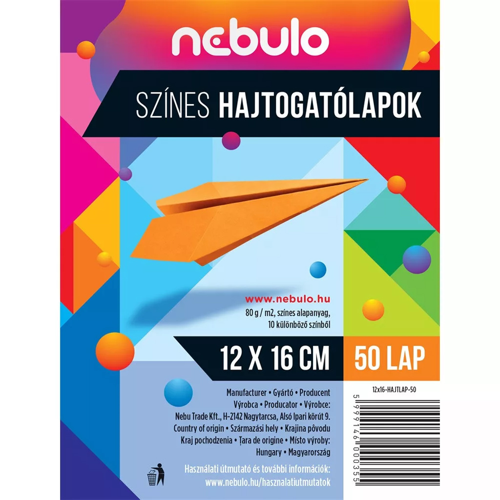 imagen de Nebulo: Papel de plegado de colores 50 hojas 12x16cm 80g 1