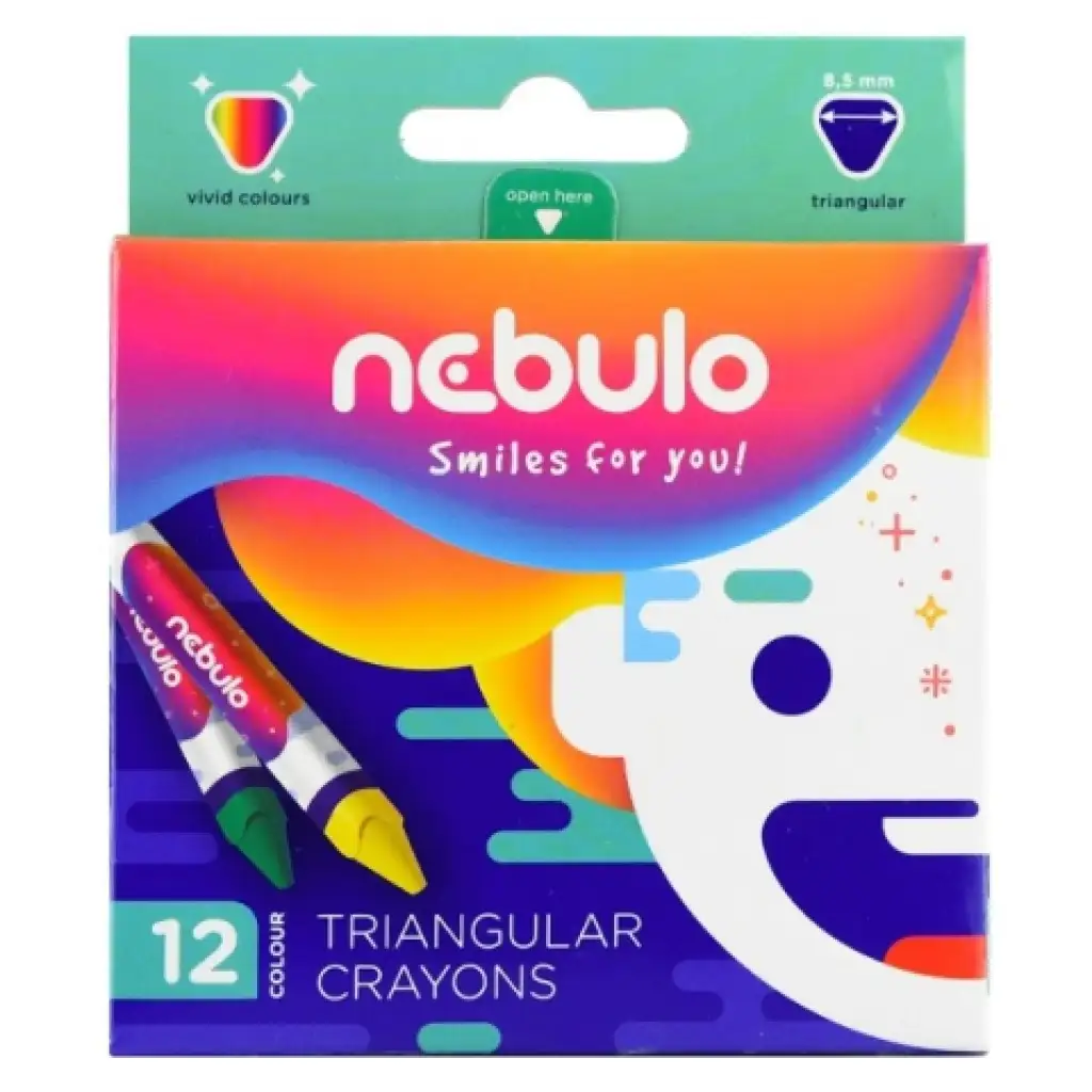 imagen de Nebulo: Set de crayones de colores en forma de triángulo 12 unidades 1