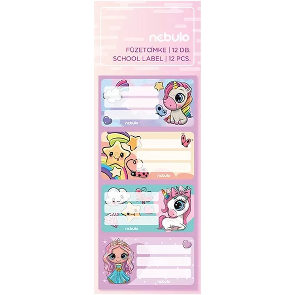 imagen de Nebulo: Set de etiquetas para cuadernos con diseño de unicornio y princesa 12 unidades 1