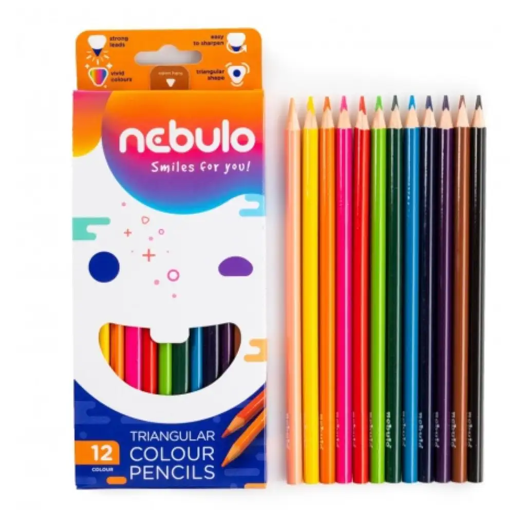 imagen de Nebulo: Set de lápices de colores triangulares de 12 piezas 2