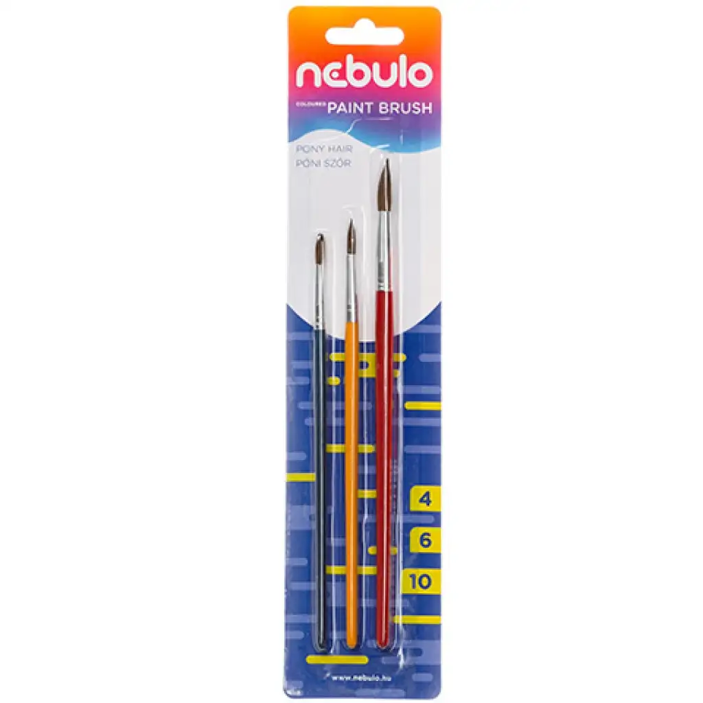 imagen de Nebulo: Set de pinceles de mango de madera pintado de 3 piezas (4-6-10) 1