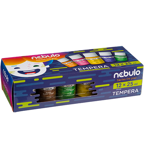 imagen de Nebulo: Set de témpera de colores en tarros de 25ml, 12 unidades 1