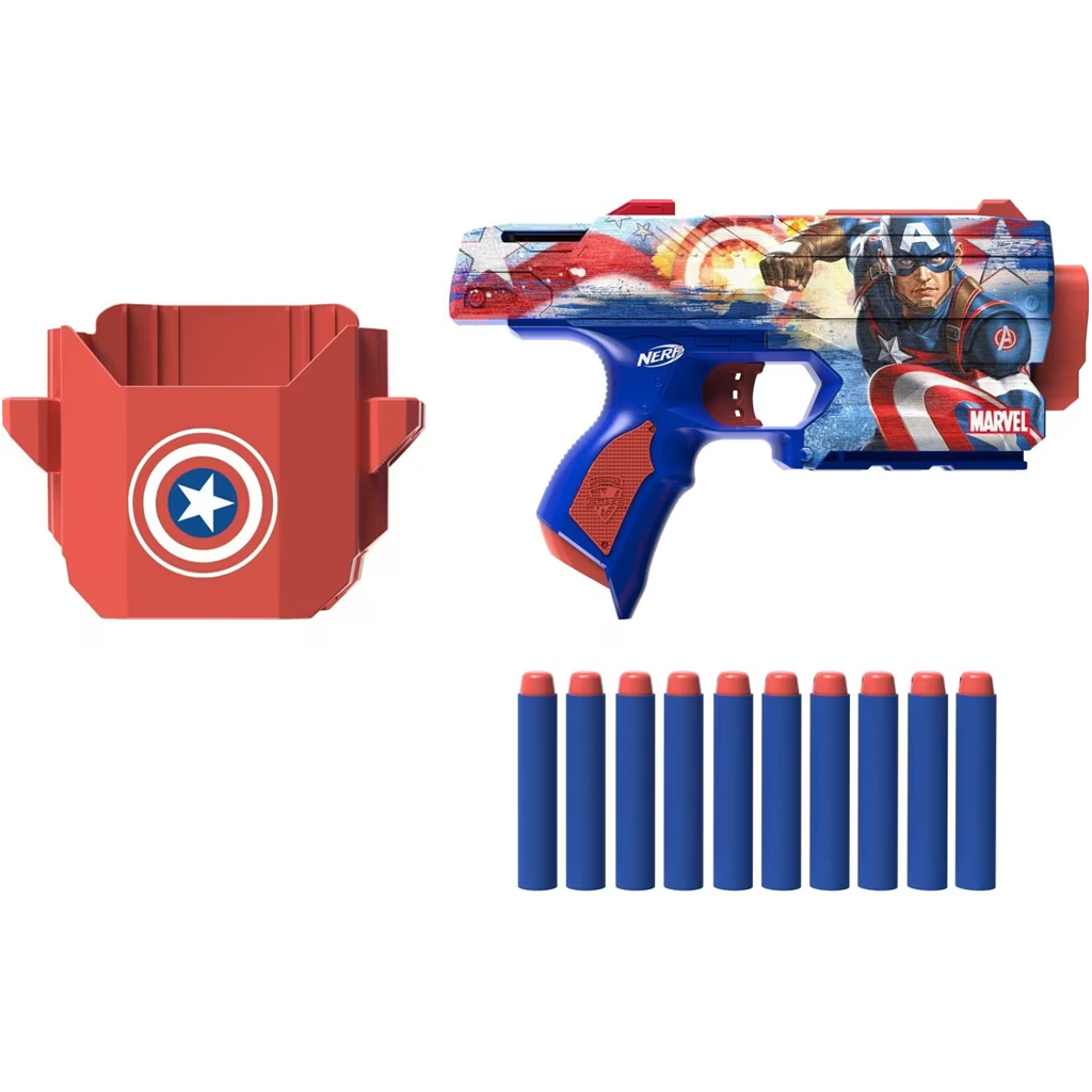 imagen de Nerf: Capitán América de Marvel pistola de dardos de espuma - Hasbro 2
