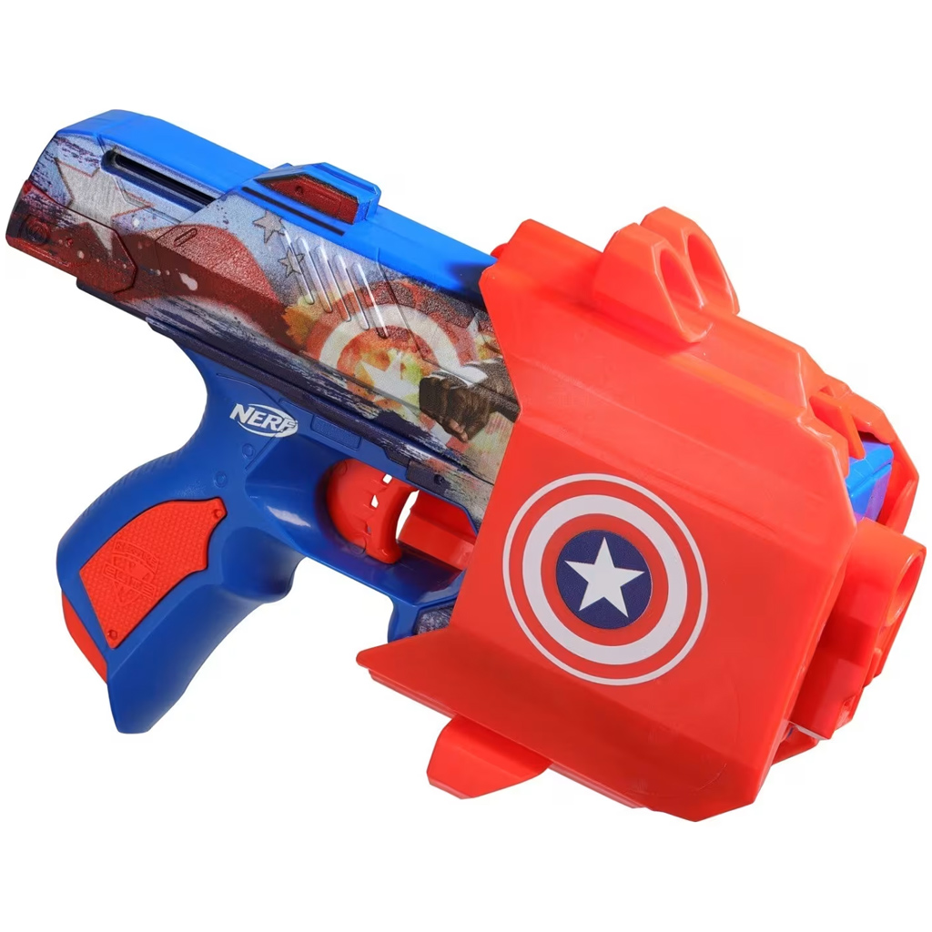 imagen de Nerf: Capitán América de Marvel pistola de dardos de espuma - Hasbro 3
