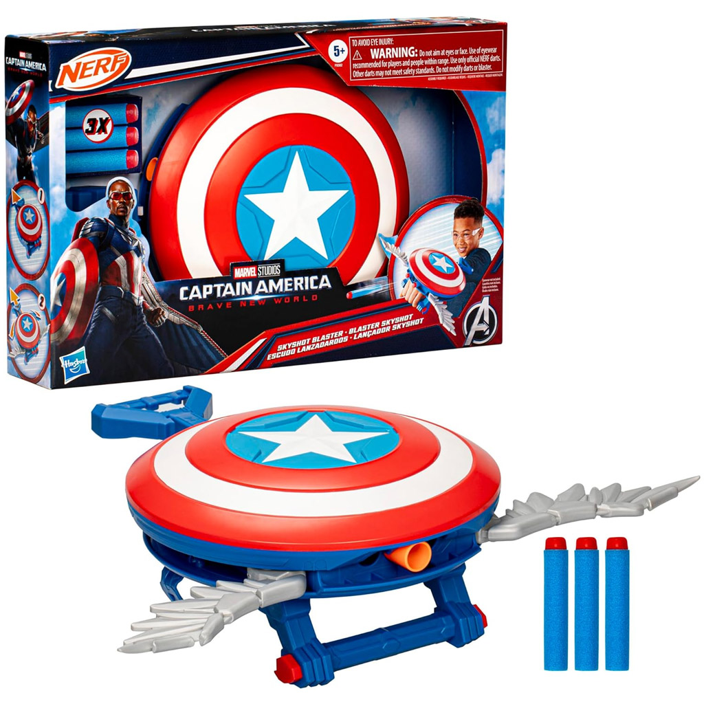 imagen de Nerf: Capitán América - Nuevo Mundo Blaster skyshot lanzador de espuma - Hasbro 1
