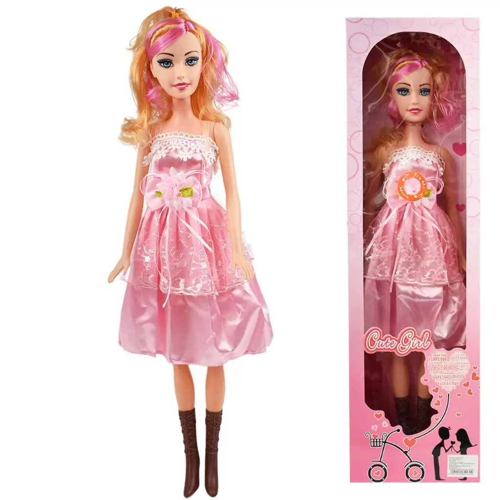 imagen de Nicky: Muñeca de moda gigante con cabello rubio en vestido rosa con efectos de sonido 56cm 1