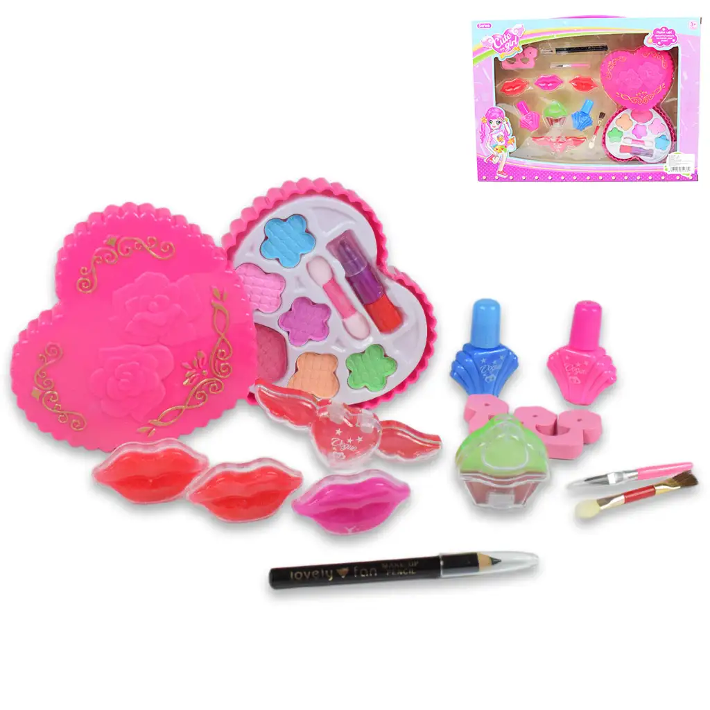 imagen de Niña Linda: Set de maquillaje con paleta de maquillaje, esmaltes de uñas y brillos labiales 1