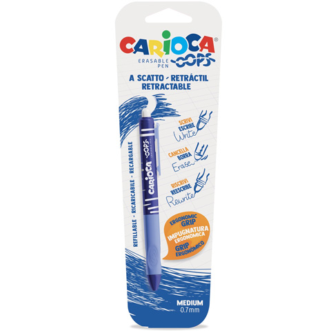 imagen de Oops bolígrafo azul borrable de botón 0,7mm - Carioca 1