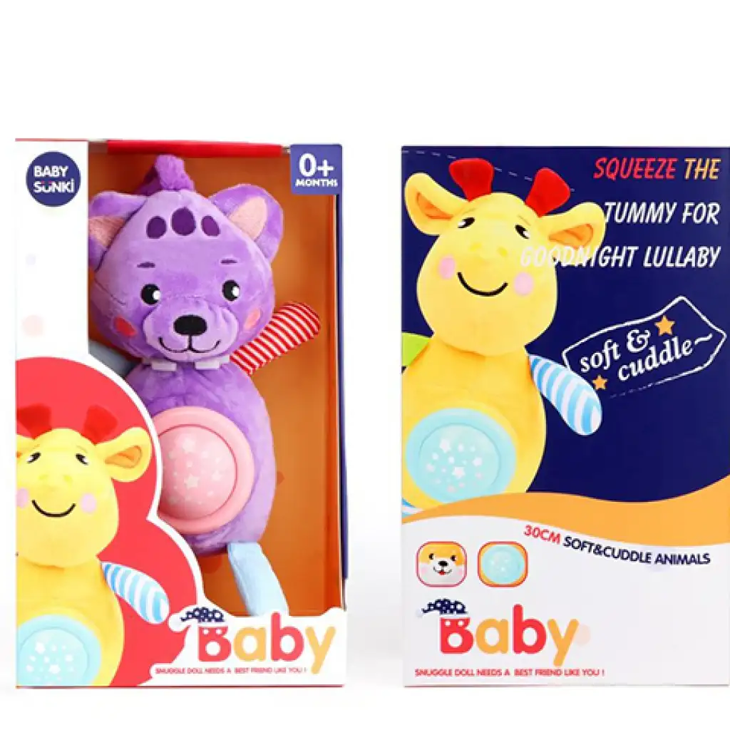 imagen de Osito de peluche color púrpura con efectos de luz y sonido 30cm 1
