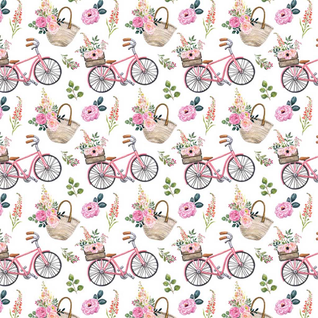 imagen de Papel de regalo con diseño de bicicleta rosa 100x70cm 1