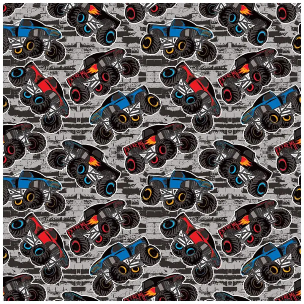 imagen de Papel de regalo con estampado de Monster Truck 100x70cm 1