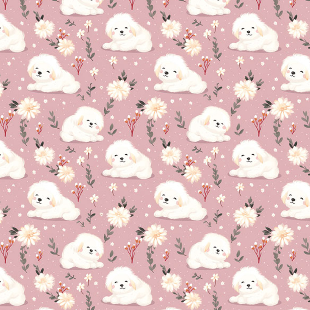 imagen de Papel de regalo con perritos blancos 100x70cm 1