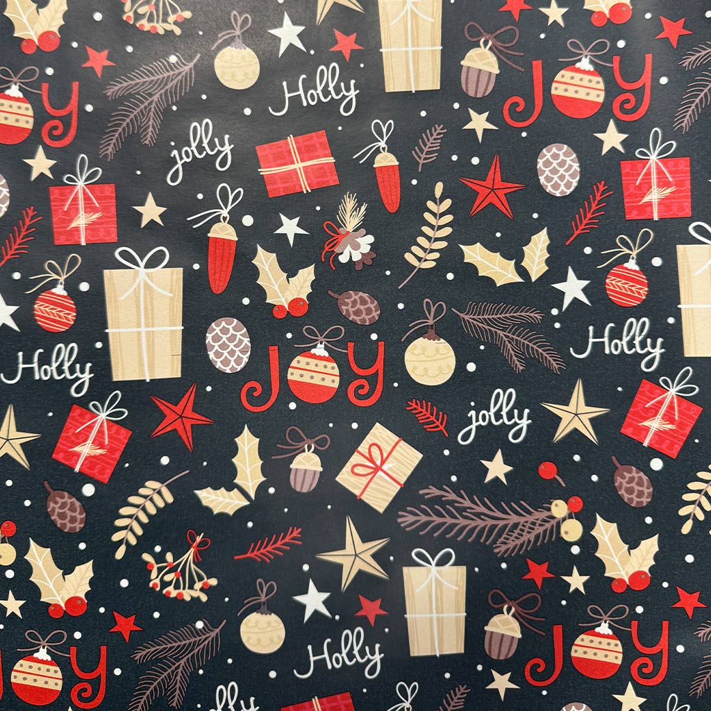 imagen de Papel de regalo Holly Christmas 200x70cm 1