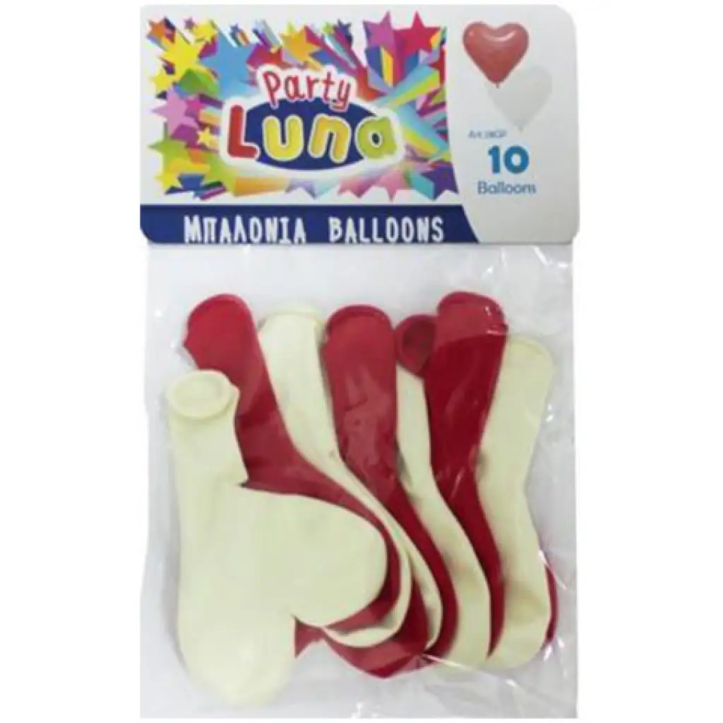 imagen de Paquete de 10 globos en forma de corazón 1