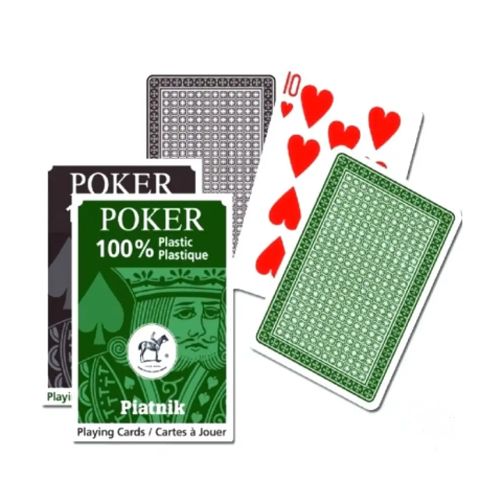 imagen de Paquete de cartas de póker de plástico 1x55 en color marrón-verde - Piatnik 1