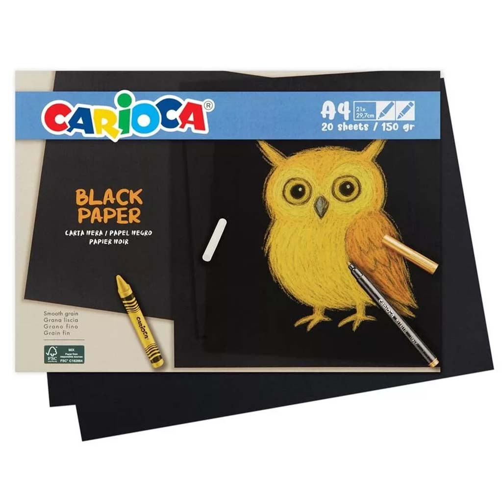 imagen de Paquete de hojas de papel negro A4 de 20 unidades - Carioca 1