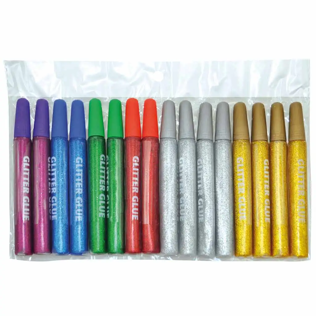 imagen de Paquete de pegamento con purpurina de varios colores 16x13ml 1