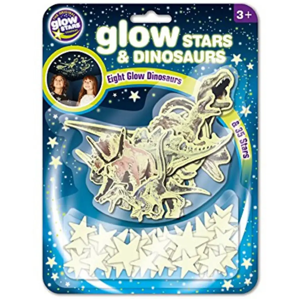 imagen de Paquete de pegatinas fosforescentes de estrellas y dinosaurios 1