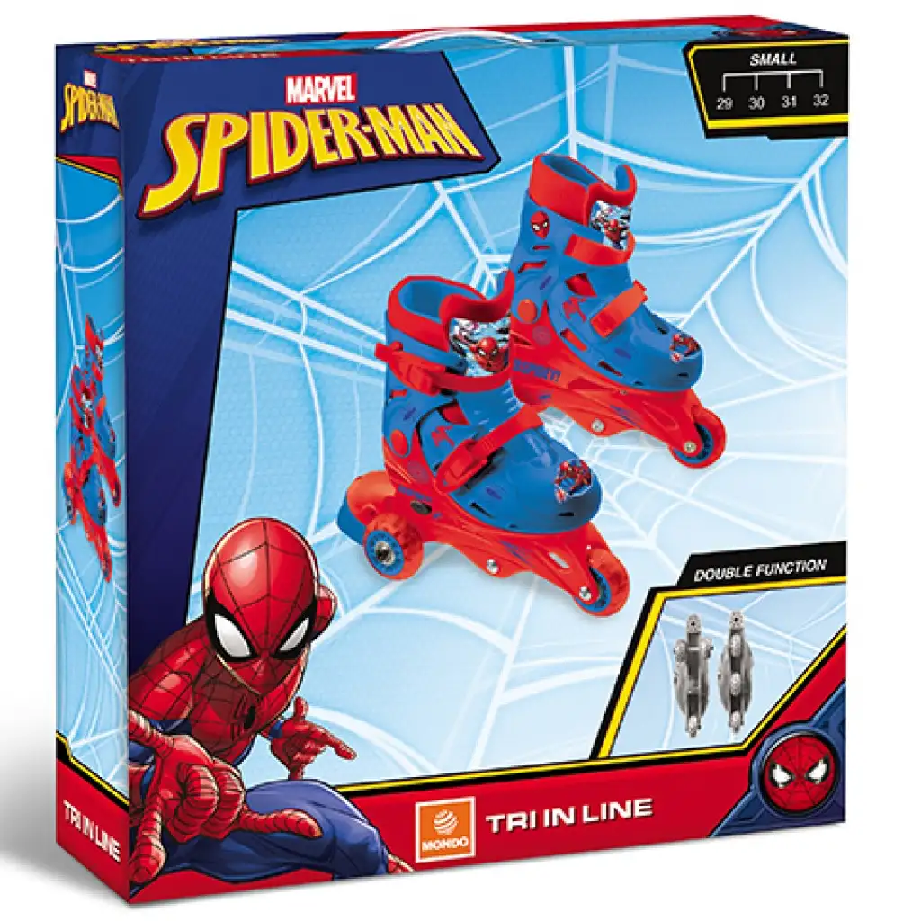 imagen de Patín de ruedas ajustable de Spiderman de una o dos filas tamaño 29-32 - Mondo Toys 1