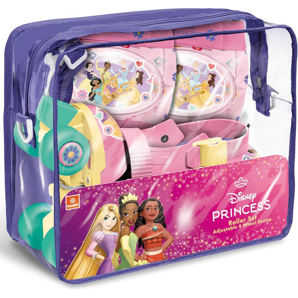 imagen de Patines en línea de las Princesas Disney con equipo de protección en talla 22-29 - Mondo Toys 1
