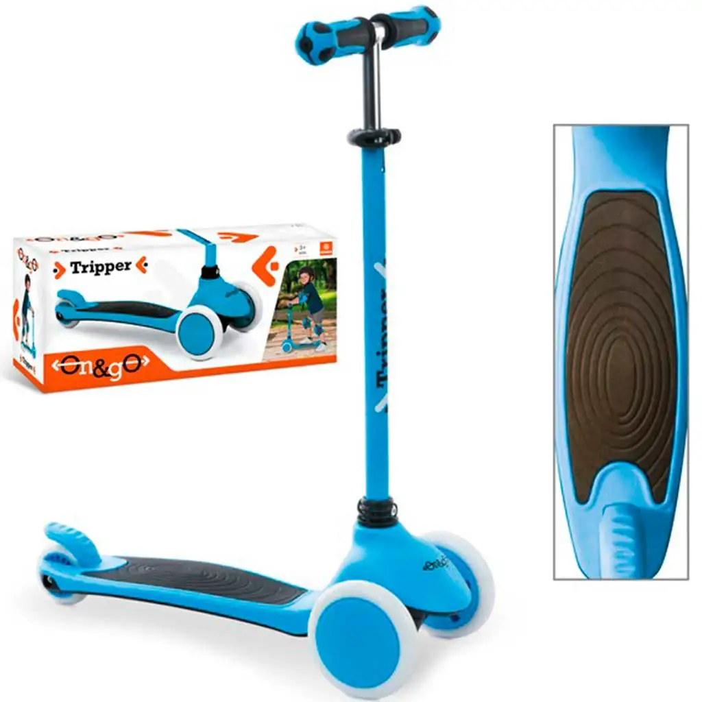 imagen de Patinete de tres ruedas azul On and Go - Mondo Toys 1