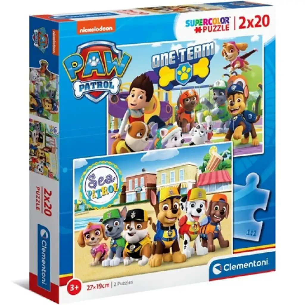 imagen de Paw Patrol 2x20 piezas puzzle - Clementoni 1