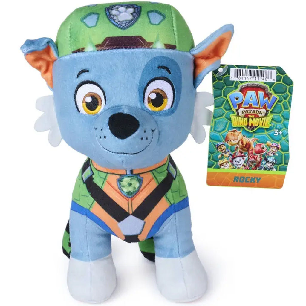 imagen de Paw Patrol La Película de Dinosaurios: Figura de peluche Rocky 17cm - Spin Master 1