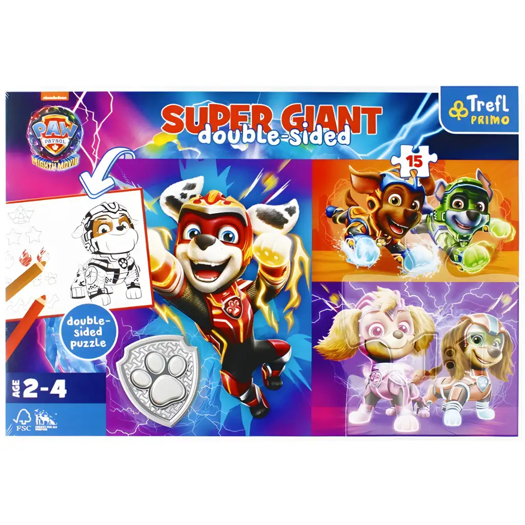 imagen de Paw Patrol: La super película - Rompecabezas gigante de 15 piezas para colorear - Trefl 1