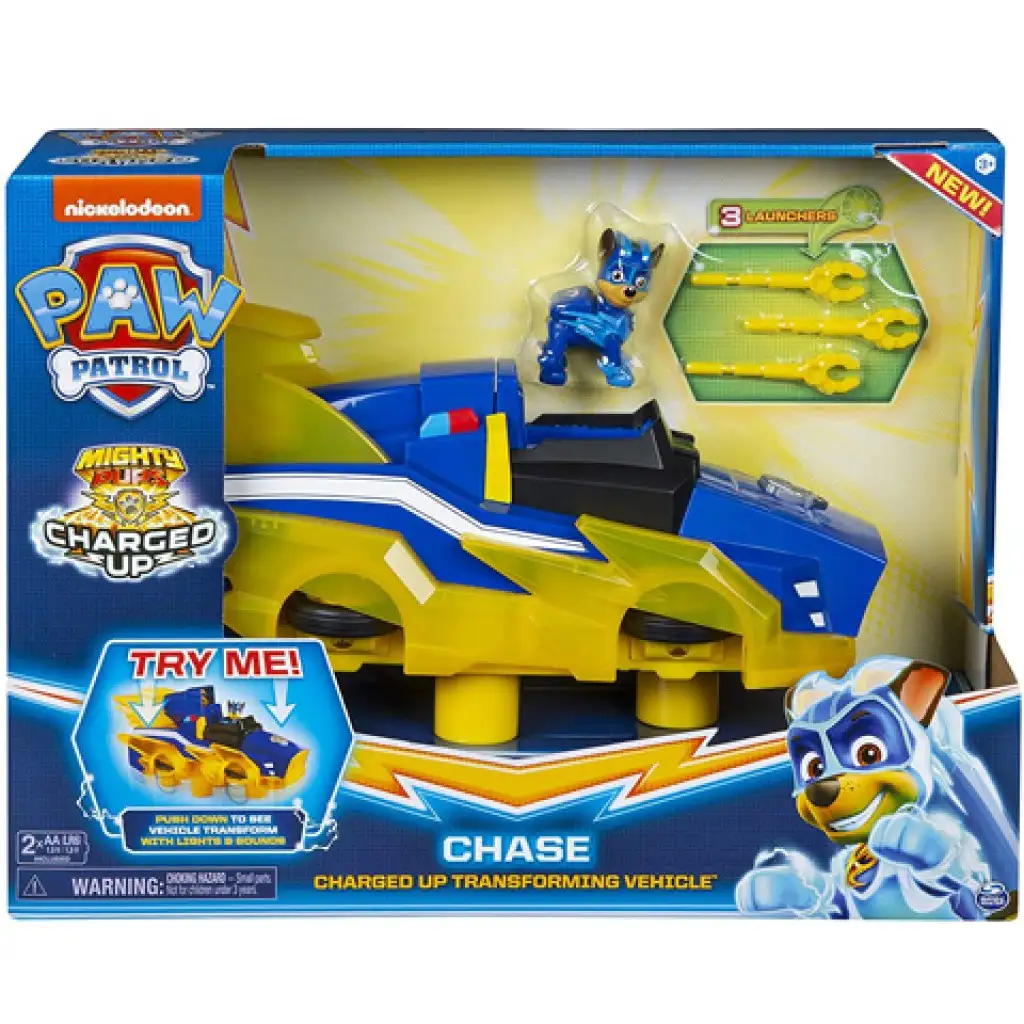 imagen de Paw Patrol Mighty Pups: Chase Vehículo Deluxe con luz y sonido - Spin Master 1
