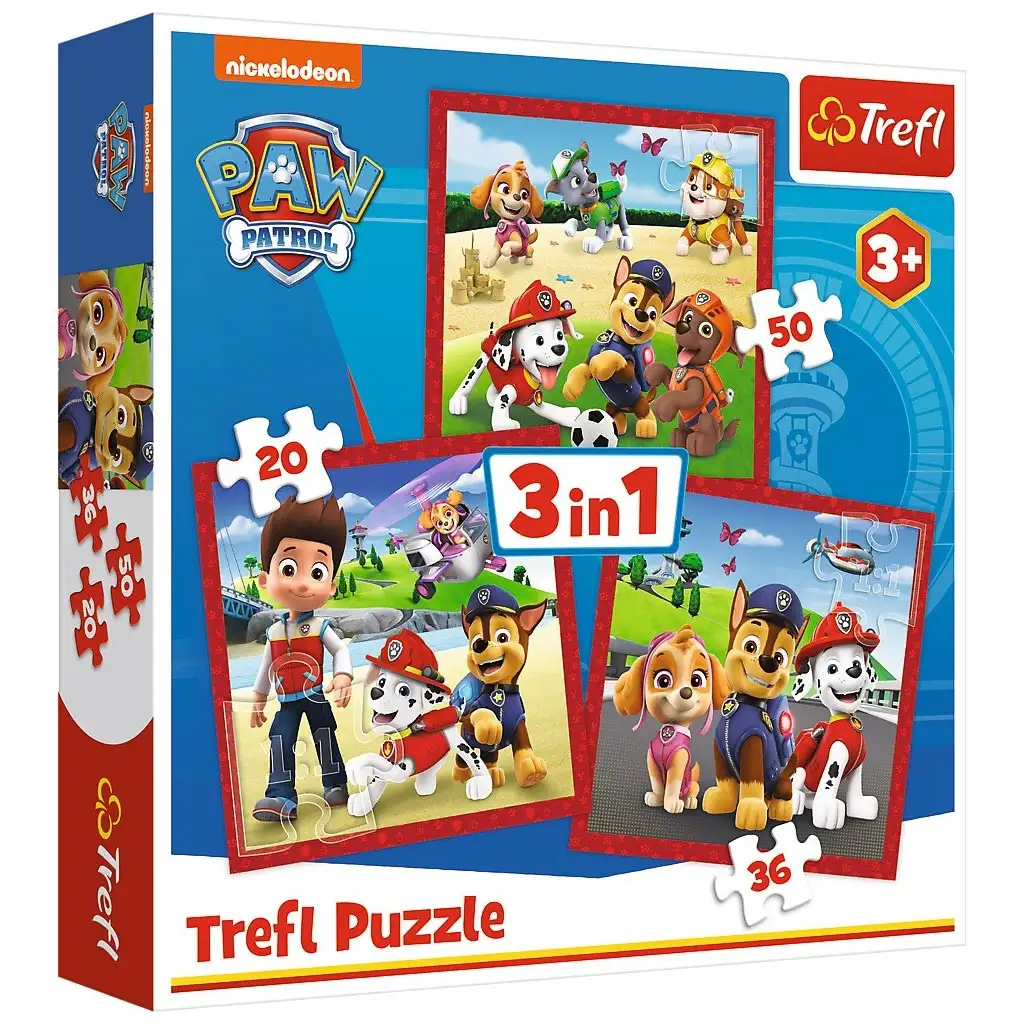 imagen de Paw Patrol: Perritos felices 3 en 1 rompecabezas - Trefl 1