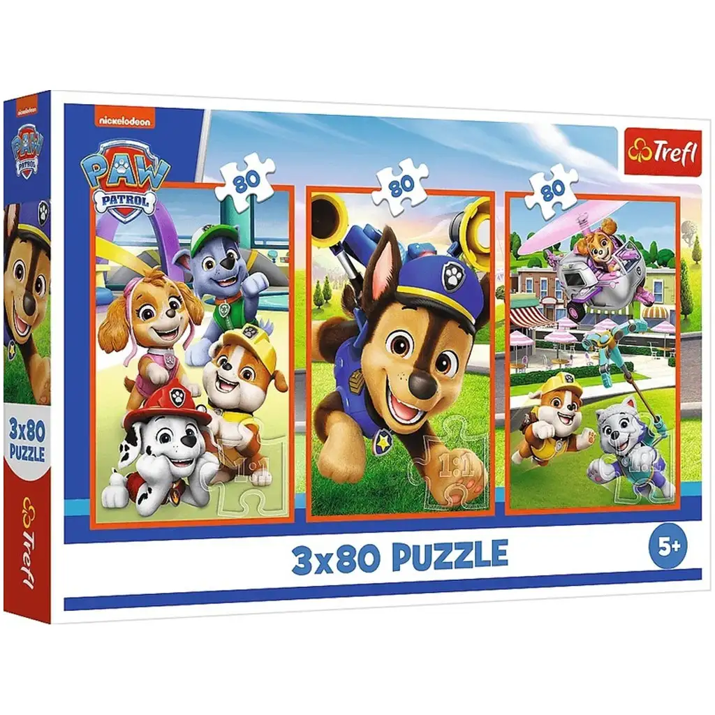 imagen de Paw Patrol perros sonrientes rompecabezas 3x80 piezas - Trefl 1