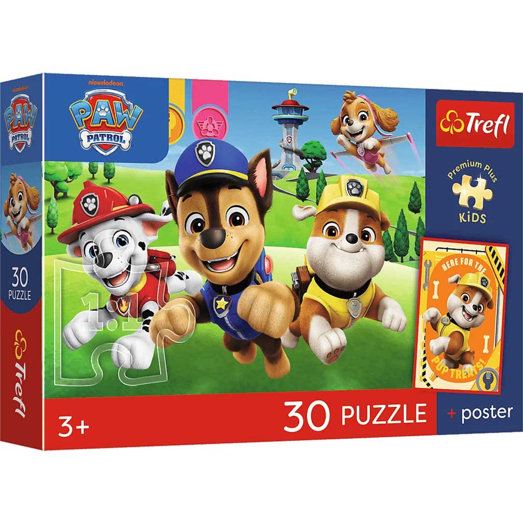 imagen de Paw Patrol rompecabezas premium de 30 piezas con póster - Trefl 1