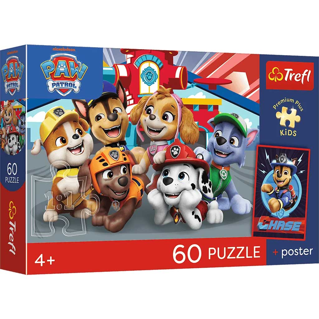 imagen de Paw Patrol rompecabezas premium de 60 piezas con póster - Trefl 1