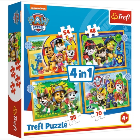 imagen de Paw Patrol: Vacaciones del equipo 4 en 1 puzzle de 35-48-54-70 piezas - Trefl 1