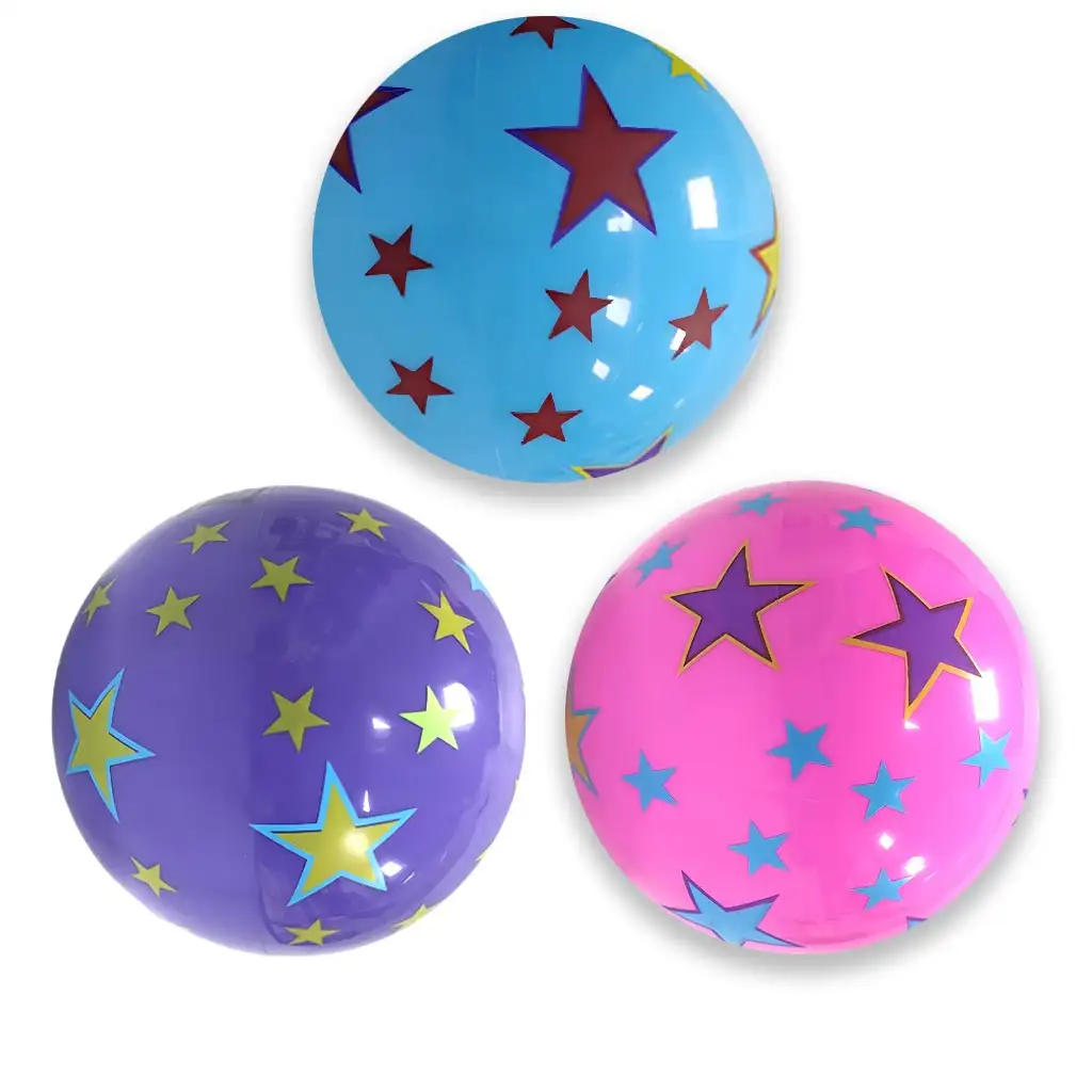 imagen de Pelota de goma colorida con diseño de estrellas de 23 cm en varias versiones 1