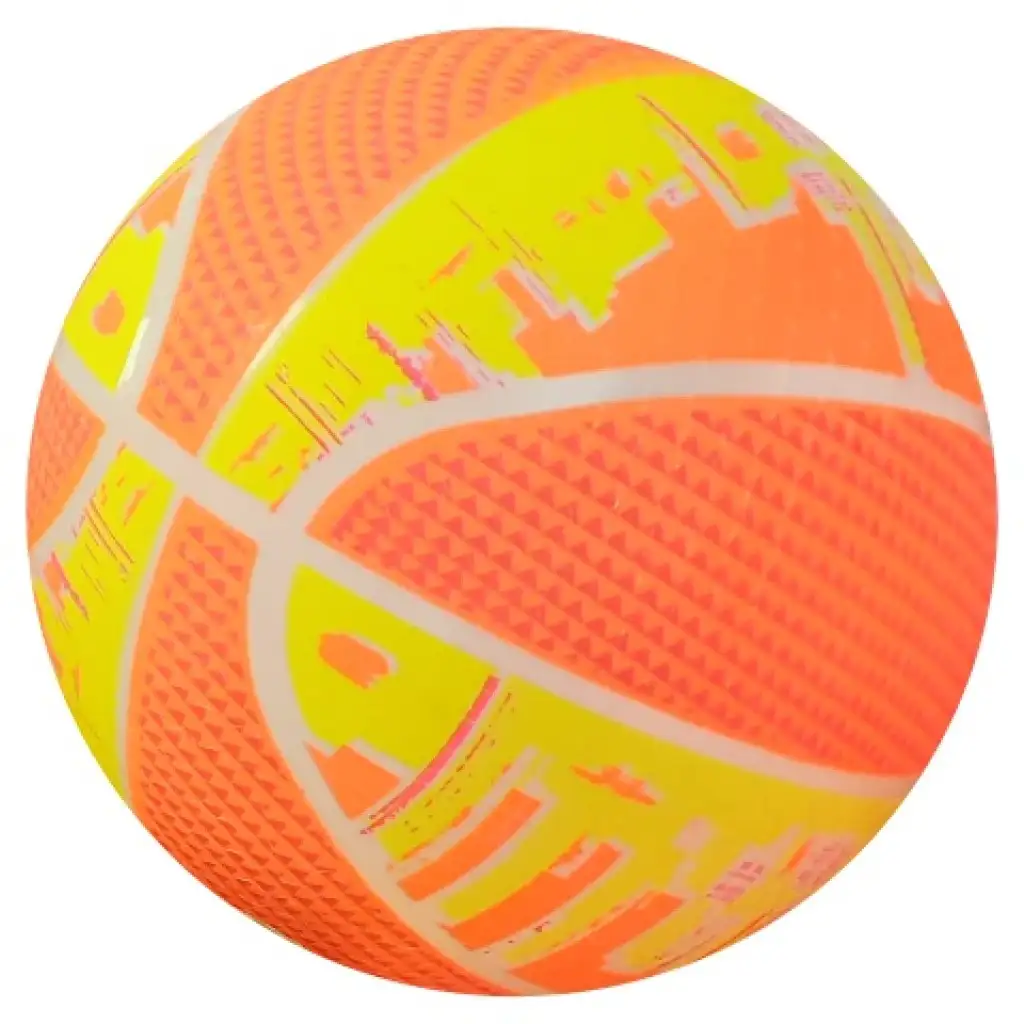 imagen de Pelota de goma con diseño de baloncesto neón de 22 cm en varias versiones 2