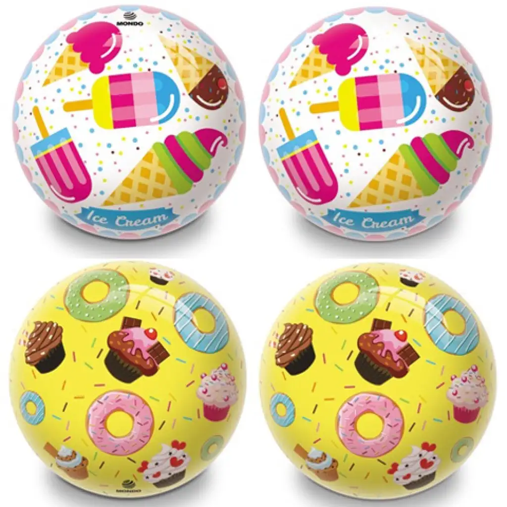 imagen de Pelota de goma con diseño de helado o donut de 14 cm - Mondo Toys 1