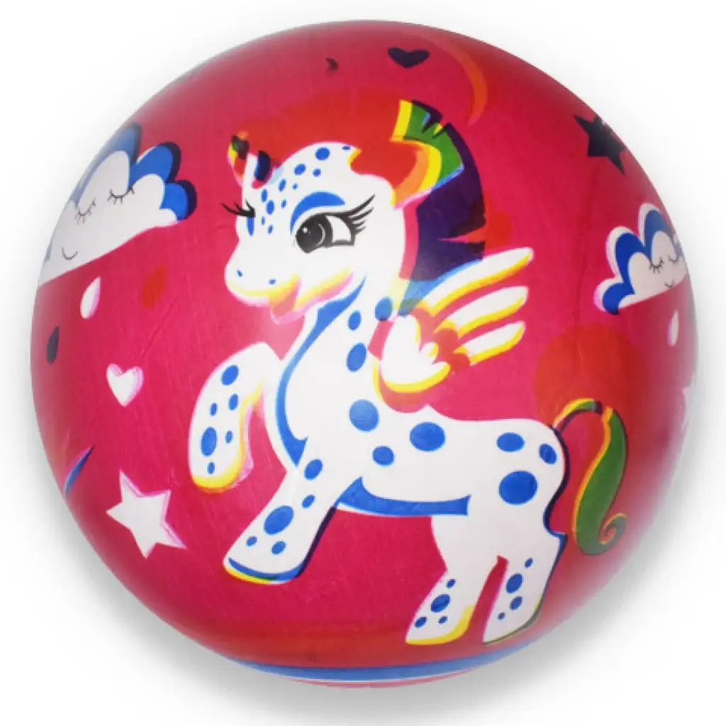 imagen de Pelota de goma con diseño de unicornio rosa de 23 cm 1