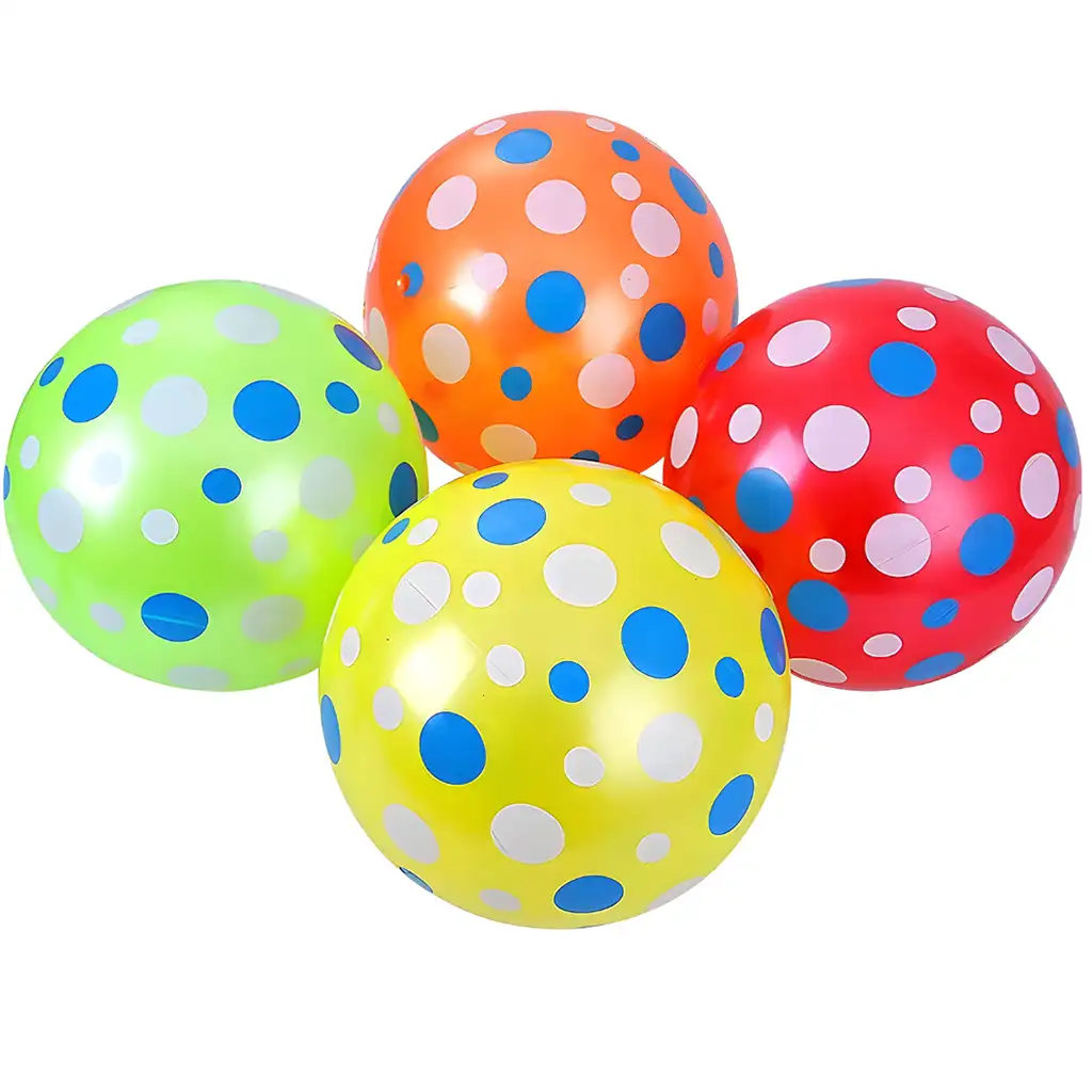 imagen de Pelota de goma con lunares en varios colores 23cm 1ud 1