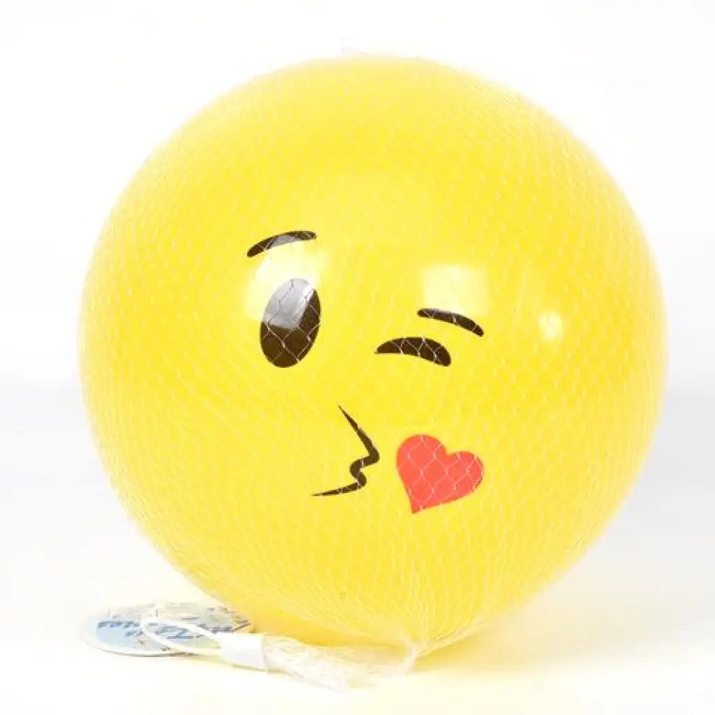 imagen de Pelota de goma emoji amarilla limón 23cm 1