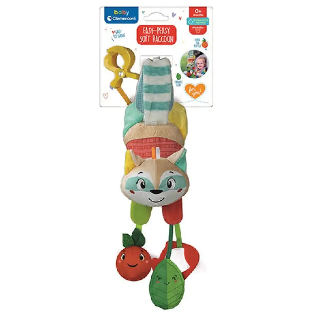 imagen de Peluche de mapache para colgar en el carrito - Clementoni baby 1