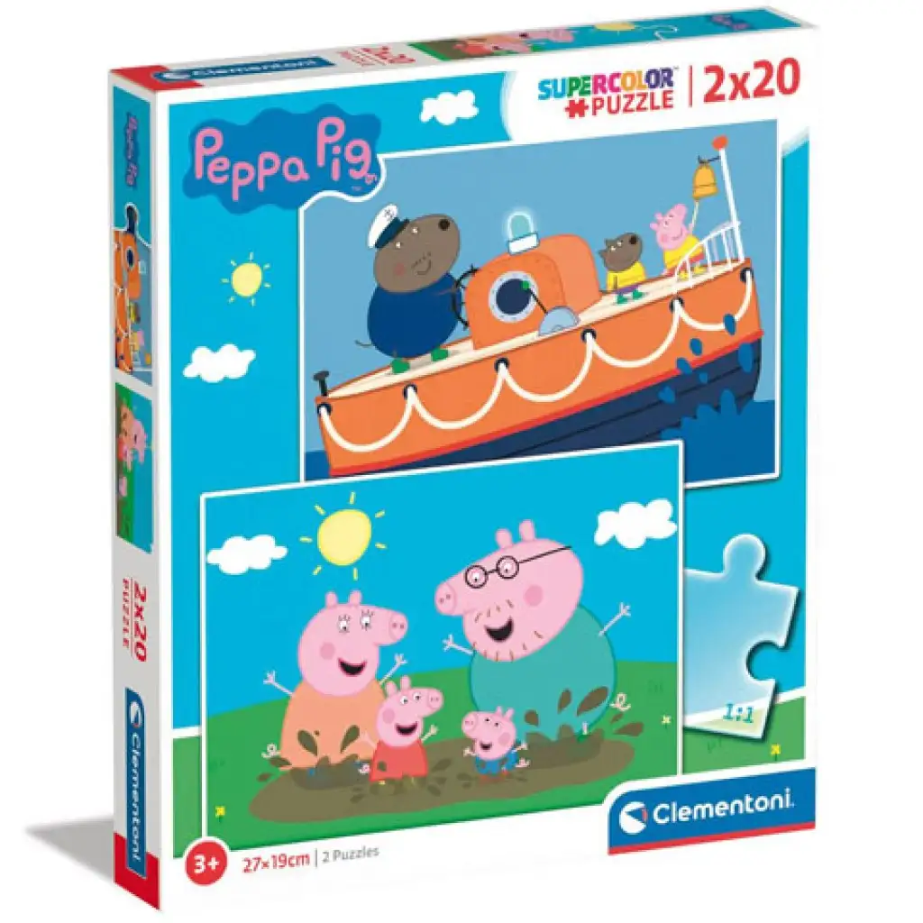 imagen de Peppa cerdita Supercolor 2 en 1 2x20 piezas puzzle - Clementoni 1